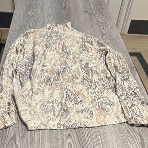 Chico's Cream and Gray Snake Print Blouse